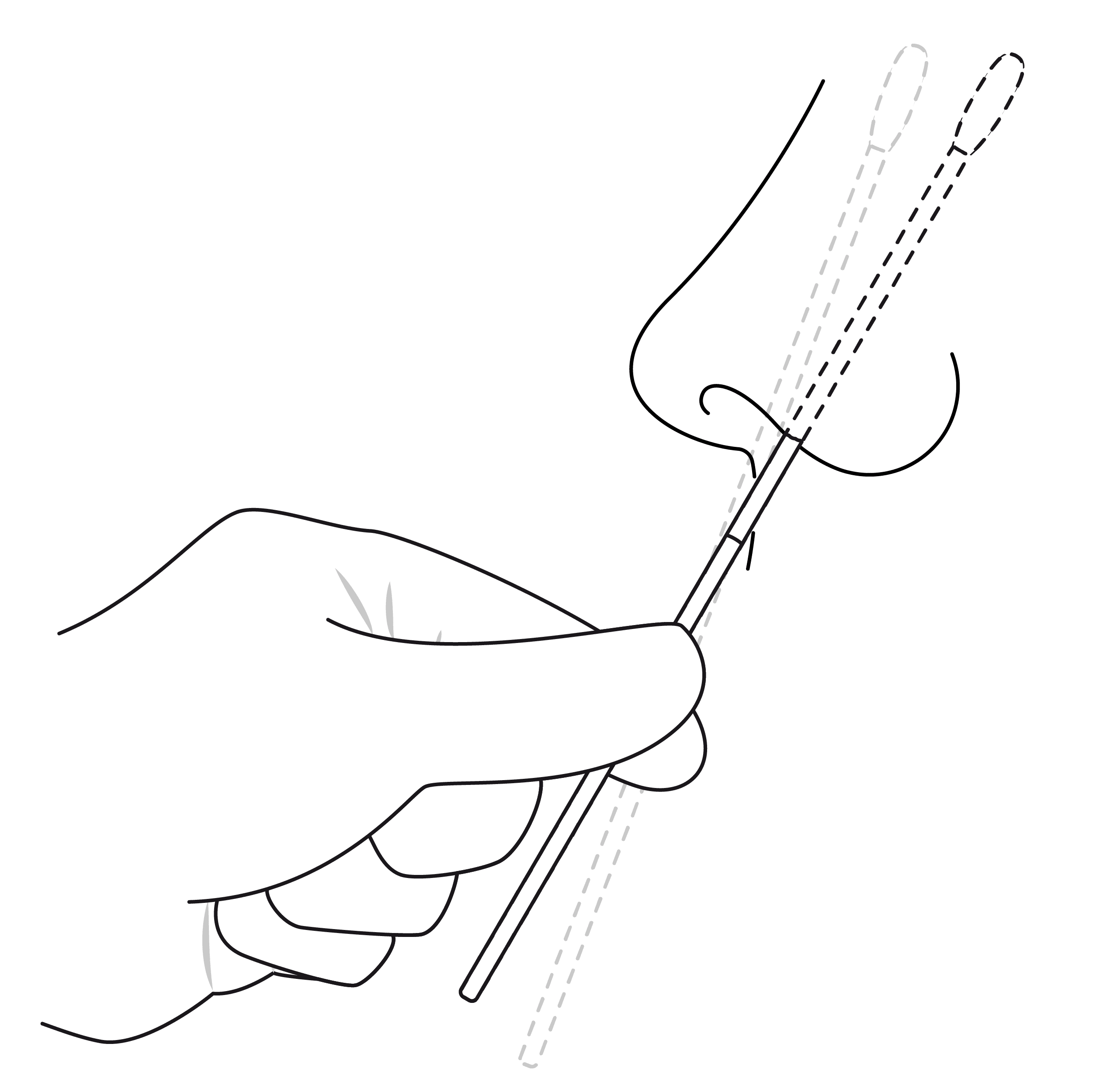 Swab location in the nose